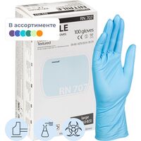 Перчатки медицинские смотровые Manual RN 707 нитриловые неопудренные  особопрочные в ассортименте (размер L, 100 штук/50 пар в упаковке)