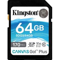 Карта памяти 64 Гб SDXC Kingston Canvas Go! Plus UHS-I U3 A2 V30 (SDG3/64Gb)