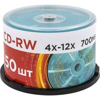 Диск CD-RW Mirex 700 МБ 12x cake box UL121002A8B (50 штук в упаковке)