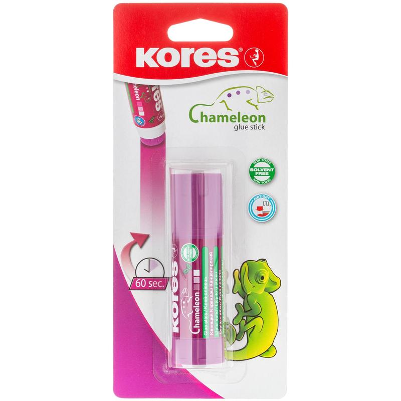 Клей-карандаш 15г Kores Chameleon (исчезающий цвет) 16511. Цветные карандаши Kores. Клей-карандаш Chameleon 15 г.