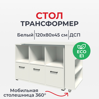 Стол компьютерный трансформер Homeoffice (белый, 1380х420х758 мм)