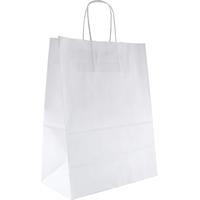 Крафт-пакет бумажный белый с кручеными ручками 26x15x35 см 80 г/кв.м био  (200 штук в упаковке)
