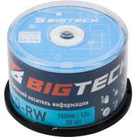 Диск CD-RW BigTech 700 МБ 12x cake box YCDRWB001 (50 штук в упаковке)