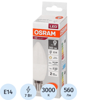 Лампа светодиодная Osram 7 Вт E14 C 3000 К 560 Лм матовая  (4058075578883)