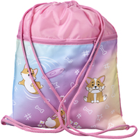 Мешок для сменной обуви Комус Класс (№1 School) Corgi time 330x420 мм  розовый с карманом