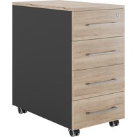 Тумба подкатная Kobor TМ4-40/80 black/natural (дуб натуральный/чёрный  муар, 400х800х805 мм, 4 ящика)