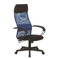 Кресло для руководителя Easy Chair 655 TTW синее/чёрное (искусственная  кожа/сетка/ткань, пластик)