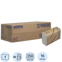 Полотенца бумажные листовые Kimberly Clark Kimberly-Clark М-сложение  1-слойные белые 16 пачек по 250 листов (3749)