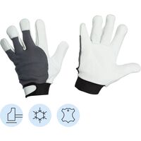 Перчатки рабочие утеплённые Jeta Safety Winter Mechanic JLE305 кожаные  белые/чёрные (размер 9, L)