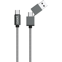 Кабель Pero DC-07 USB Type-C/USB-A - USB Type-C 60 Вт 1 метр серый  (4603768350989)