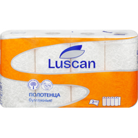 Полотенца бумажные Luscan 2-слойные белые 4 рулона по 16.5 метров