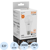 Лампа светодиодная Gauss 35 Вт E27 A 3000 К 2670 Лм матовая (70215)