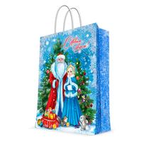 Пакет подарочный ламинированный новогодний Дед Мороз и Снегурочка (48.9х40.6х19 см)