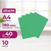 Папка-уголок Attache A4 пластиковая 180 мкм зеленая (10 штук в упаковке)