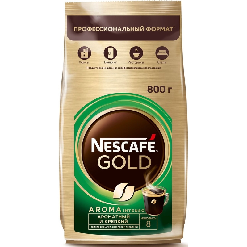 Кофе растворимый Nescafe Gold Aroma Intenso 800 г (пакет) – купить по выгодной цене в интернет-магазине | 2047836