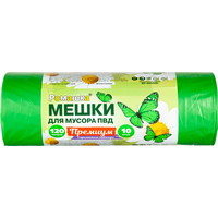 Мешки для мусора Ромашка Премиум 120 л зеленые (ПВД 35 мкм, 10 штук)