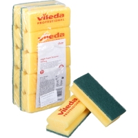 Губка для уборки Vileda Professional Средняя жёсткость поролон 15x7 см с  абразивным слоем (10 штук в упаковке)