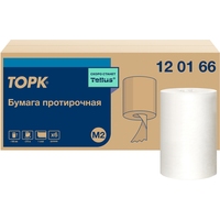 Протирочная бумага в рулонах с центральной вытяжкой Торк (Tork) 120166  M2 белая (6 рулонов по 275 метров)