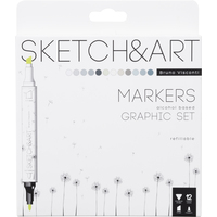 Набор маркеров для скетчинга Sketch&Art Графика двухсторонние 12  цветов (толщина линии 1-5 мм)