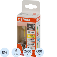 Лампа светодиодная филаментная Osram 5 Вт E14 C 2700 К 600 Лм  (4058075684577)