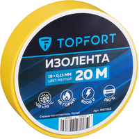 Изолента TOPFORT ПВХ 19 мм x 20 м жёлтая (1687222)