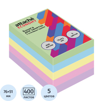 Стикеры Attache Economy 76x51 мм 5 цветов (1 блок на 400 листов)