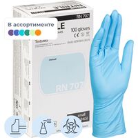 Перчатки медицинские смотровые Manual RN 707 нитриловые неопудренные  особопрочные в ассортименте (размер S, 100 штук/50 пар в упаковке)