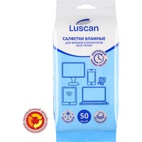 Салфетки влажные для экранов LUSCAN (Attache Selection) с  антистатическим эффектом (50 штук в пакете с клеевым клапаном)