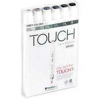 Набор маркеров Touch Brush серые тона 6 цветов