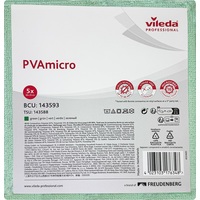 Салфетки хозяйственные Vileda Professional ПВАмикро микроволокно (микрофибра)/ПВА покрытие 38x35 см 250 г/кв.м зеленые 5 штук в упаковке (арт. производителя 143593)