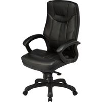 Кресло для руководителя Easy Chair CS608Е чёрное (натуральная кожа с  компаньоном, пластик)