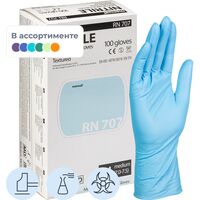 Перчатки медицинские смотровые Manual RN 707 нитриловые неопудренные  особопрочные в ассортименте (размер M, 100 штук/50 пар в упаковке)