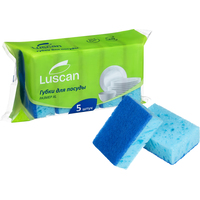 Губка для посуды Luscan поролон 10x7 см с абразивным слоем (5 штук в  упаковке)