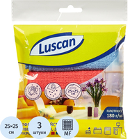 Салфетки хозяйственные Luscan микрофибра 25х25 см 180 г/кв.м (3 штуки в   упаковке)