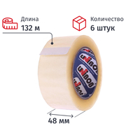 Клейкая лента упаковочная Unibob 400 48 мм х 132 м 40 мкм прозрачная (6  штук в упаковке)