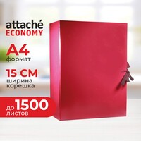 Папка архивная на 2-х завязках Attache Economy А4 150 мм бумвинил до  1500 листов бордовая складная