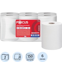 Полотенца бумажные рулонные Focus 2-слойные белые 6 рулонов по 150  метров (5046577)