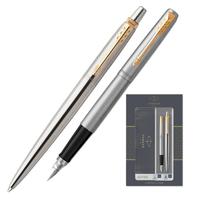 Набор пишущих принадлежностей Parker Jotter Stainless Steel GT   (шариковая ручка, перьевая ручка)