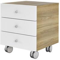 Тумба подкатная KYUM45 (дуб честерфилд/белый глянец, 450х550х600 мм, 3  ящика)