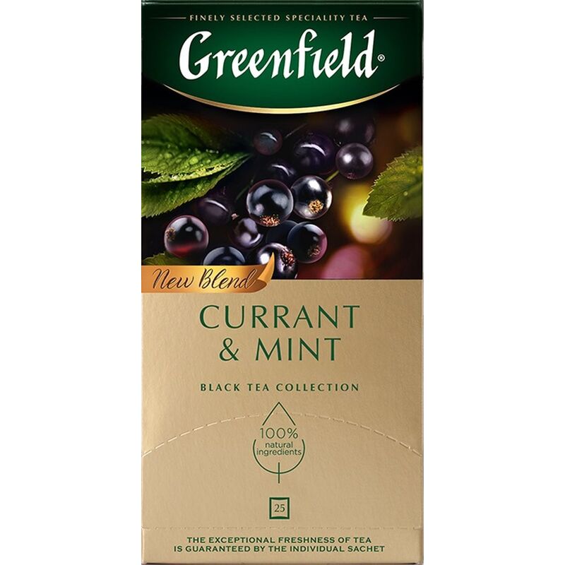 Чай черный Greenfield Currant and Mint 25 пакетиков (черная смородина, мята) – выгодная цена – купить товар Чай черный Greenfield Currant and Mint 25 пакетиков (черная смородина, мята) в интернет-магазине Комус