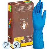 Перчатки медицинские смотровые S&C High Risk TL210/ DL210 латексные неопудренные особопрочные синие (размер S, 50 штук/25 пар в упаковке в упаковке)