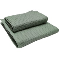 Набор полотенец вафельных 2 штуки 50x80 см/70x130 см 290 г/кв.м зелёный