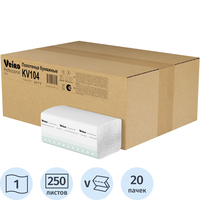 Полотенца бумажные листовые Veiro Professional H3 V-сложение (ZZ)  1-слойные белые 20 пачек по 250 листов (KV104)