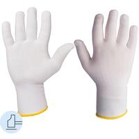 Перчатки рабочие защитные Jeta Safety JS011 нейлоновые белые (4 нити, 13  класс, размер 8 (М), 12 пар в упаковке)