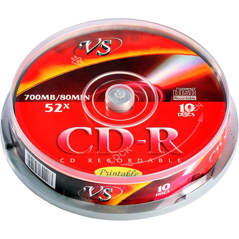 Диск CD-R VS 700 МБ 52x cake box VSCDRIPCB1001 (10 штук в упаковке) – купить по выгодной цене в интернет-магазине | 1988357