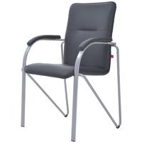 Конференц-кресло Samba Silver черное (искусственная кожа, металл серебряный)