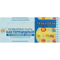 Пластырь бактерицидный Leiko plaster 1.9х5.5 см с рисунком на полимерной основе влагостойкий (телесный)