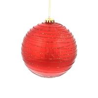 Новогодний шар пластик красный (диаметр 15 см)