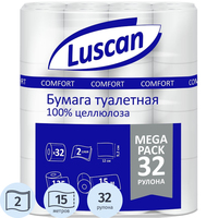 Бумага туалетная Luscan Comfort MegaPack 2-слойная белая (32 рулона в  упаковке)