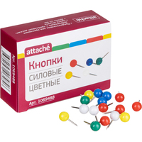 Кнопки канцелярские силовые Attache пластиковые разноцветные шляпка 9 мм  (50 штук в упаковке)
